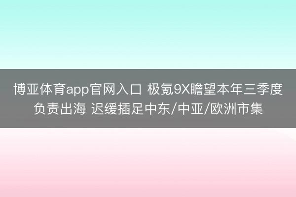 博亚体育app官网入口 极氪9X瞻望本年三季度负责出海 迟缓插足中东/中亚/欧洲市集