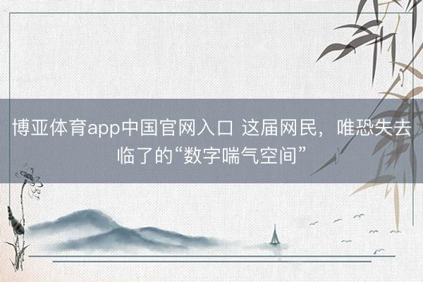 博亚体育app中国官网入口 这届网民，唯恐失去临了的“数字喘气空间”