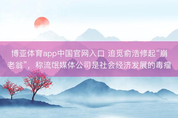 博亚体育app中国官网入口 追觅俞浩修起“崩老翁”，称流氓媒体公司是社会经济发展的毒瘤