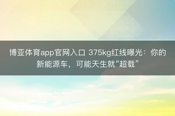 博亚体育app官网入口 375kg红线曝光：你的新能源车，可能天生就“超载”