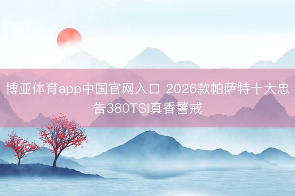 博亚体育app中国官网入口 2026款帕萨特十大忠告380TSI真香警戒