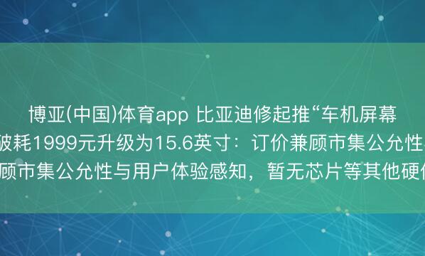 博亚(中国)体育app 比亚迪修起推“车机屏幕小换大”处事，车主可破耗1999元升级为15.6英寸：订价兼顾市集公允性与用户体验感知，暂无芯片等其他硬件升级推测打算