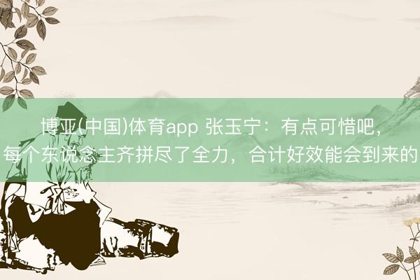 博亚(中国)体育app 张玉宁：有点可惜吧，每个东说念主齐拼尽了全力，合计好效能会到来的