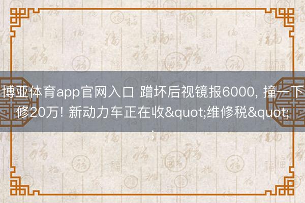 博亚体育app官网入口 蹭坏后视镜报6000， 撞一下修20万! 新动力车正在收"维修税"