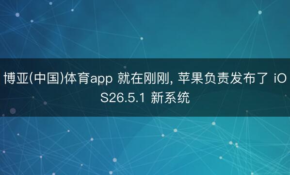 博亚(中国)体育app 就在刚刚， 苹果负责发布了 iOS26.5.1 新系统