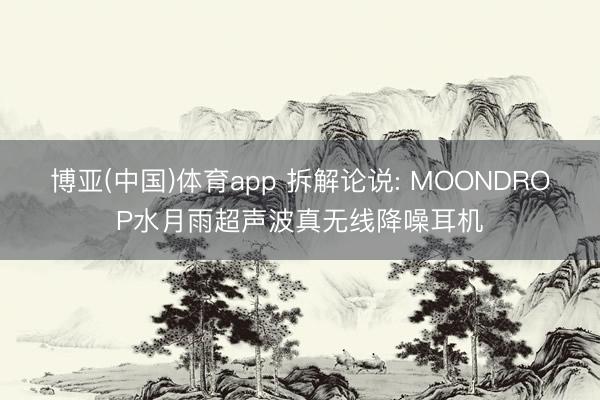 博亚(中国)体育app 拆解论说: MOONDROP水月雨超声波真无线降噪耳机