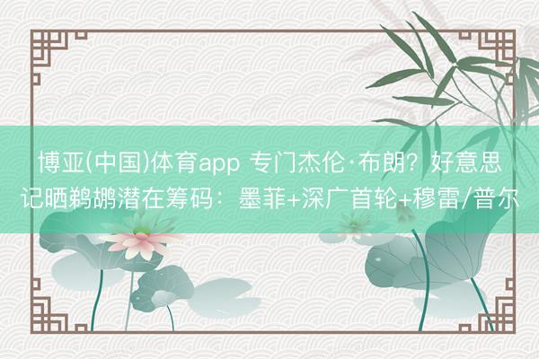 博亚(中国)体育app 专门杰伦·布朗？好意思记晒鹈鹕潜在筹码：墨菲+深广首轮+穆雷/普尔