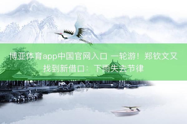 博亚体育app中国官网入口 一轮游！郑钦文又找到新借口：下雨失去节律