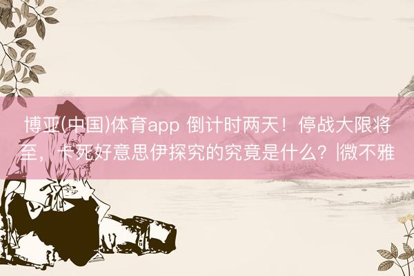 博亚(中国)体育app 倒计时两天！停战大限将至，卡死好意思伊探究的究竟是什么？|微不雅