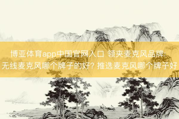 博亚体育app中国官网入口 领夹麦克风品牌: 无线麦克风哪个牌子的好? 推选麦克风哪个牌子好